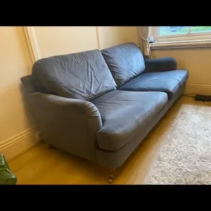 Grey/Blue Velvet Sofa - Image 2