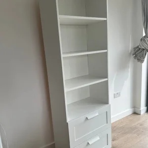 IKEA White Bookcase – 5 Shelves + 2 Drawers, Great Condition