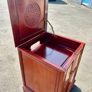 Solid Wood Oriental Carved Longevity Symbol Cabinet with Lift-Top & Shelves - Image 2