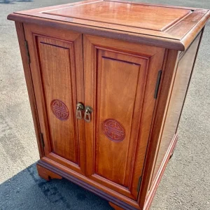 Solid Wood Oriental Carved Longevity Symbol Cabinet with Lift-Top & Shelves - Image 3