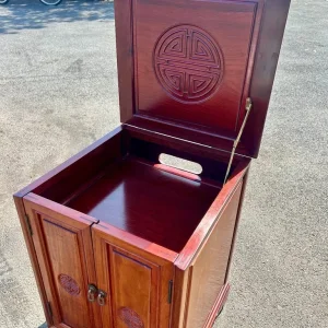 Solid Wood Oriental Carved Longevity Symbol Cabinet with Lift-Top & Shelves - Image 6