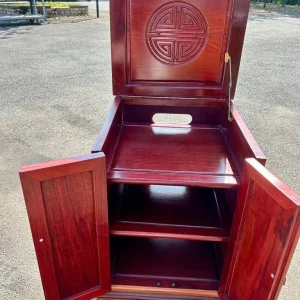 Solid Wood Oriental Carved Longevity Symbol Cabinet with Lift-Top & Shelves - Image 7