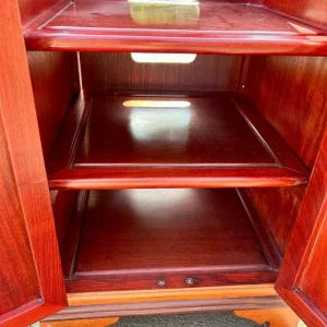 Solid Wood Oriental Carved Longevity Symbol Cabinet with Lift-Top & Shelves - Image 8