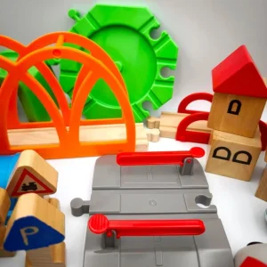 IKEA Lillabo Wooden Railway Track Set - Train, Magnetic Tenders, Blocks, Trees, Signs - Image 3