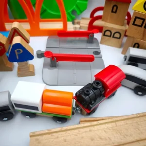 IKEA Lillabo Wooden Railway Track Set - Train, Magnetic Tenders, Blocks, Trees, Signs - Image 7