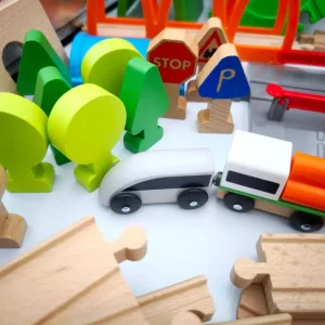 IKEA Lillabo Wooden Railway Track Set - Train, Magnetic Tenders, Blocks, Trees, Signs - Image 8