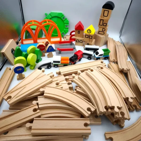 IKEA Lillabo Wooden Railway Track Set - Train, Magnetic Tenders, Blocks, Trees, Signs