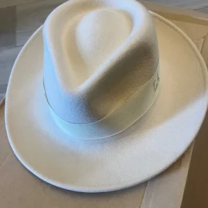 Cream 100% wool felt fedora hat 58cm - Image 4