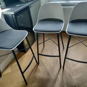 Set of 3 Whistler bar stools – John Lewis white and grey with black legs - Image 2
