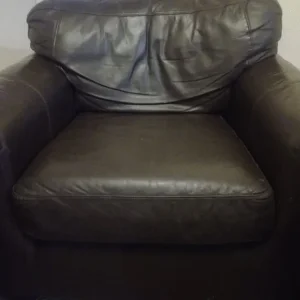 Brown Genuine Leather Sofas and Chair - Image 2