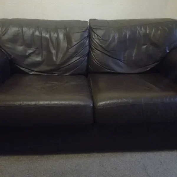 Brown Genuine Leather Sofas and Chair