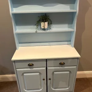 Welsh dresser upcycled in soothing blue with white top - Image 2