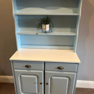 Welsh dresser upcycled in soothing blue with white top - Image 3