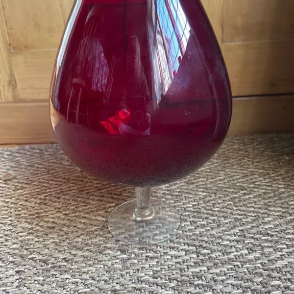 Large cranberry glass table centre vase