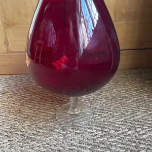 Large cranberry glass table centre vase
