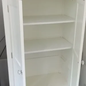 Double door white wood wardrobe with hanging rail - Image 6