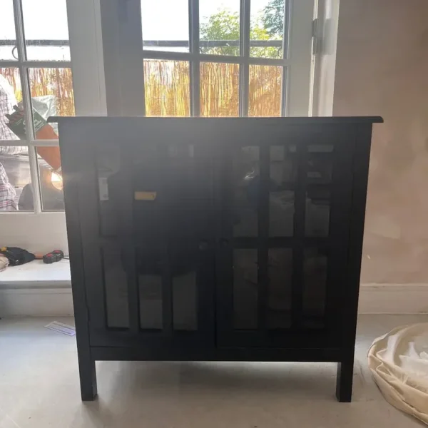 Black cabinet with glass doors