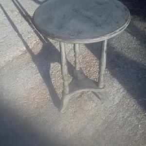 Upcycled side table with grey chalk paint and wax finish