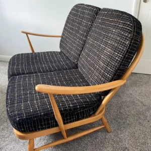 MID CENTURY ERCOL TWO SEATER SOFA BLUE LABEL - Image 3