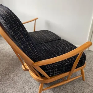 MID CENTURY ERCOL TWO SEATER SOFA BLUE LABEL - Image 4