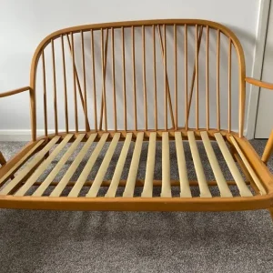 MID CENTURY ERCOL TWO SEATER SOFA BLUE LABEL - Image 6