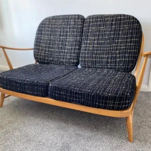MID CENTURY ERCOL TWO SEATER SOFA BLUE LABEL