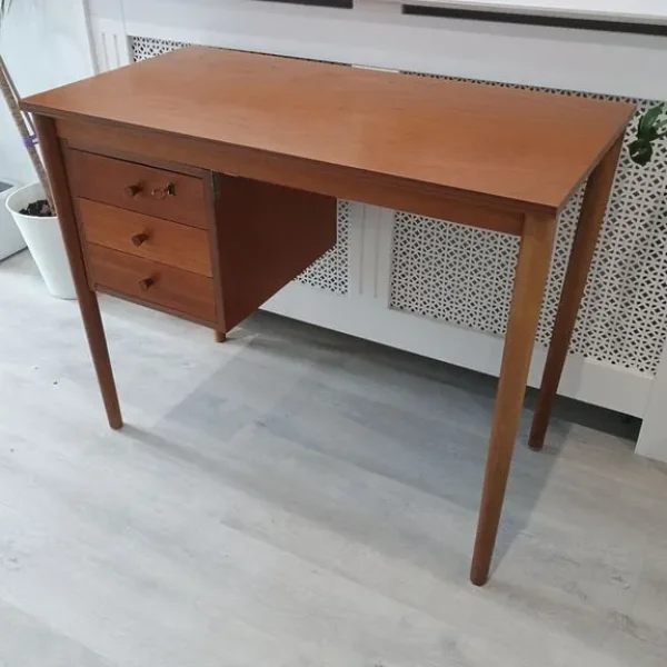 Vintage Teak Desk with 3 Drawers, Danish Style, 1960s