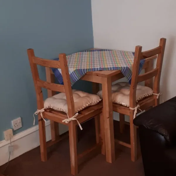 Table and two chairs