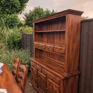 Solid wooden table with 6 chairs and sideboard - Image 4