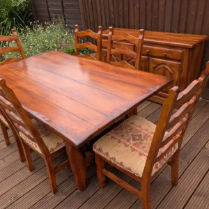 Solid wooden table with 6 chairs and sideboard - Image 6