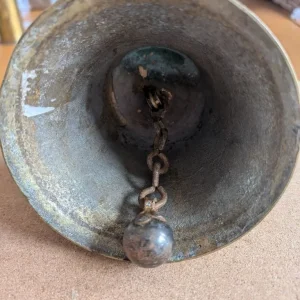 Brass Bell Wooden Handle WW2 Air Raid Precautions Bell - Engraved ARP G&J 1939 - Image 4