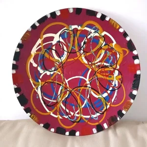 18 INCH ORIGINAL CUSTOM PAINTED WOODEN PLATE BY ARTISAN ARTIST