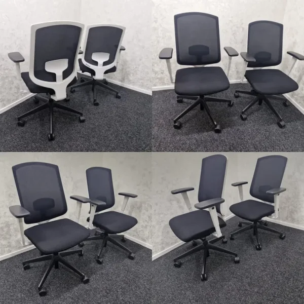 Senator black and white mesh gaming chair with lumbar support