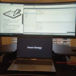 Adjustable sit stand desk riser. Vari Corner model