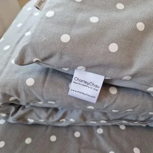Grey Polka Dot Dog Crate Mattress and Bumper - Image 2