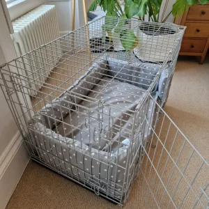 Grey Polka Dot Dog Crate Mattress and Bumper - Image 6