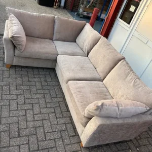 Champagne Frosted Velvet L Shape Sofa - Image 5