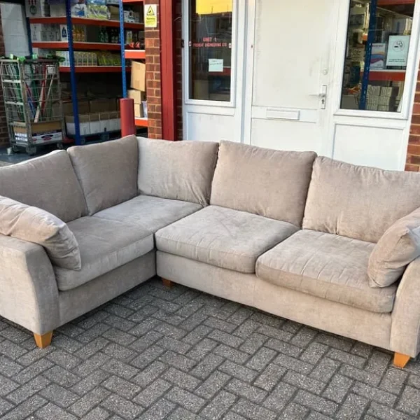 Champagne Frosted Velvet L Shape Sofa