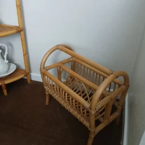 VINTAGE BAMBOO / CANE MAGAZINE RACK