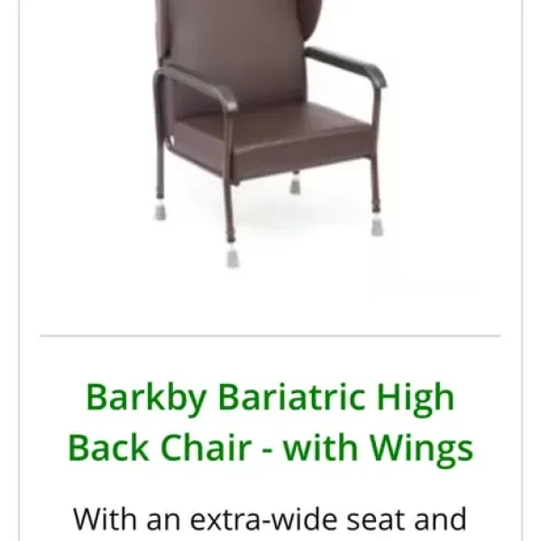 High back chair with wings for larger users