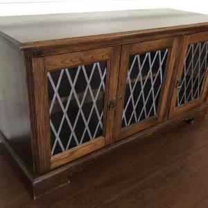Solid Dark Oak Sideboard with Ledged Glass Doors - Image 2