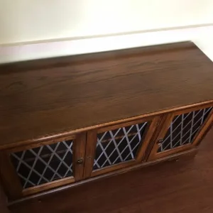 Solid Dark Oak Sideboard with Ledged Glass Doors - Image 3