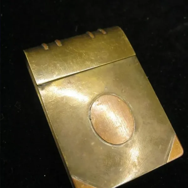 Antique WW1 Trench Art Lighter – Miniature Brass & Copper Book Style