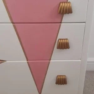 Upcycled Chest of Drawers, Pink, Cream and Gold - Image 3