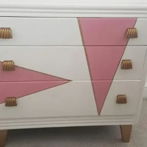 Upcycled Chest of Drawers, Pink, Cream and Gold - Image 4