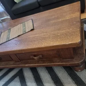 Solid oak coffee table 140x70 cm - Image 4
