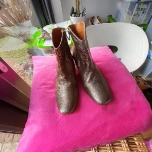 Russell & Bromley Vintage Gold Metallic Ankle Boots UK 4.5/EU37.5