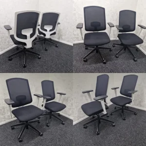 Senator black and white mesh gaming chair with lumbar support - Image 7
