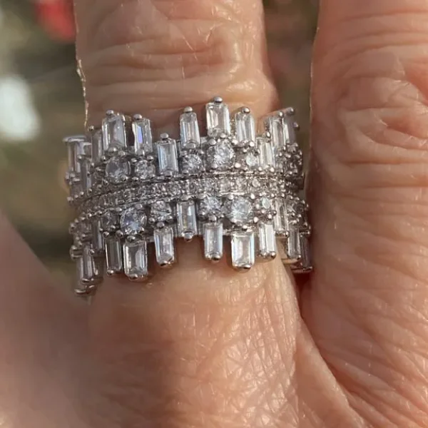 Heavy CZ dress ring, size P/Q