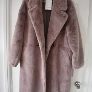 Rino & Pelle Kiora Mauve Faux Fur Coat Size 8 - Image 2